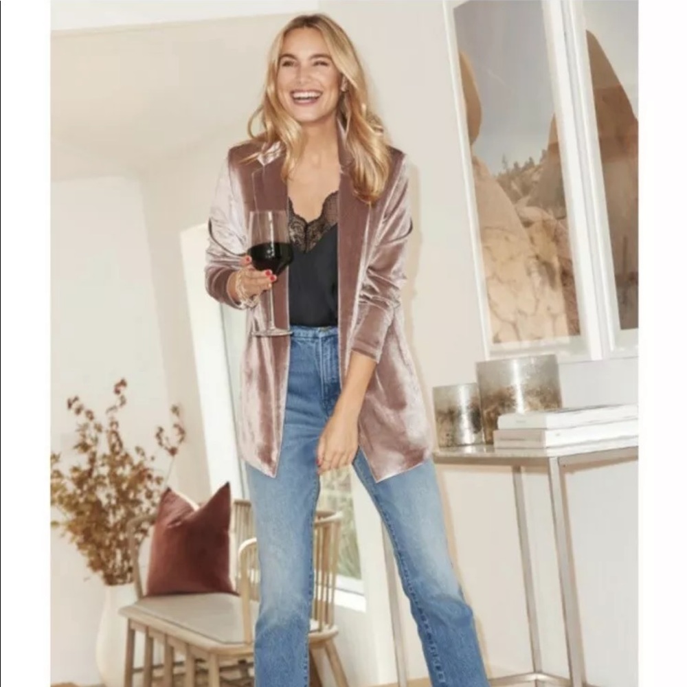 Evereve Bobi Black NWT TAUPE Velvet Blazer XS